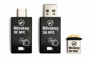 Three different Nitrokey 3 models